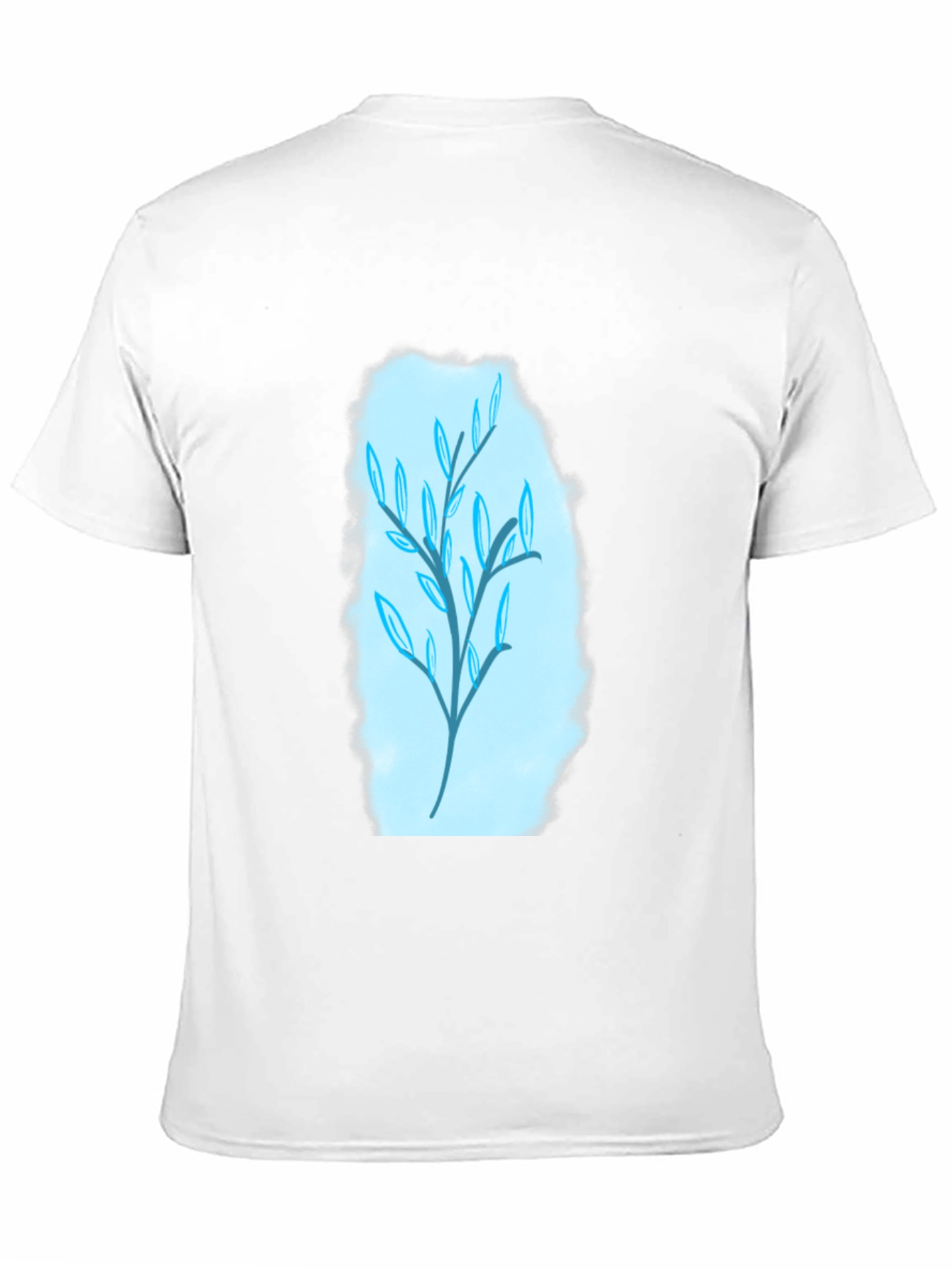 Stylish Black T-Shirt with Blue Leaf Design