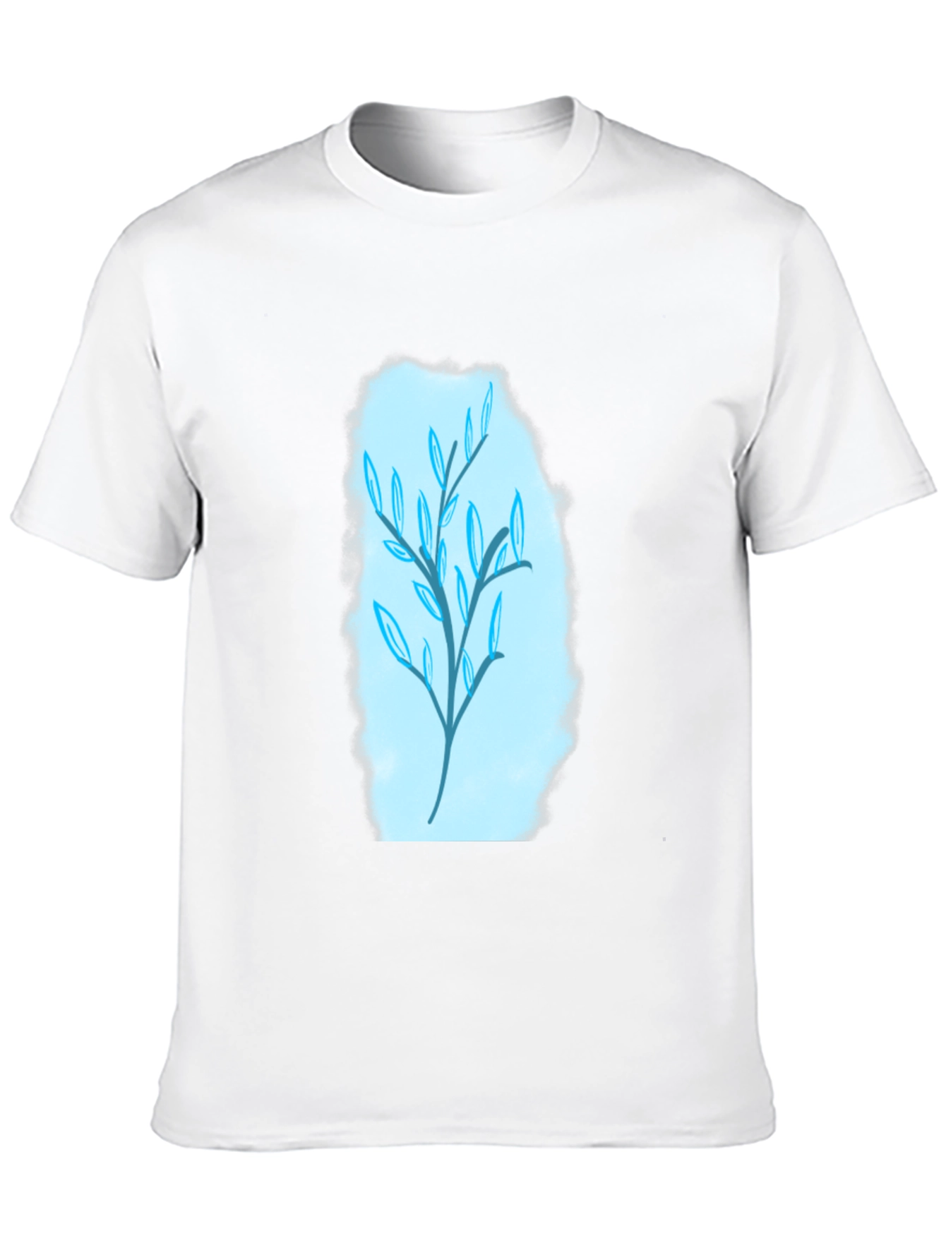 Stylish Black T-Shirt with Blue Leaf Design