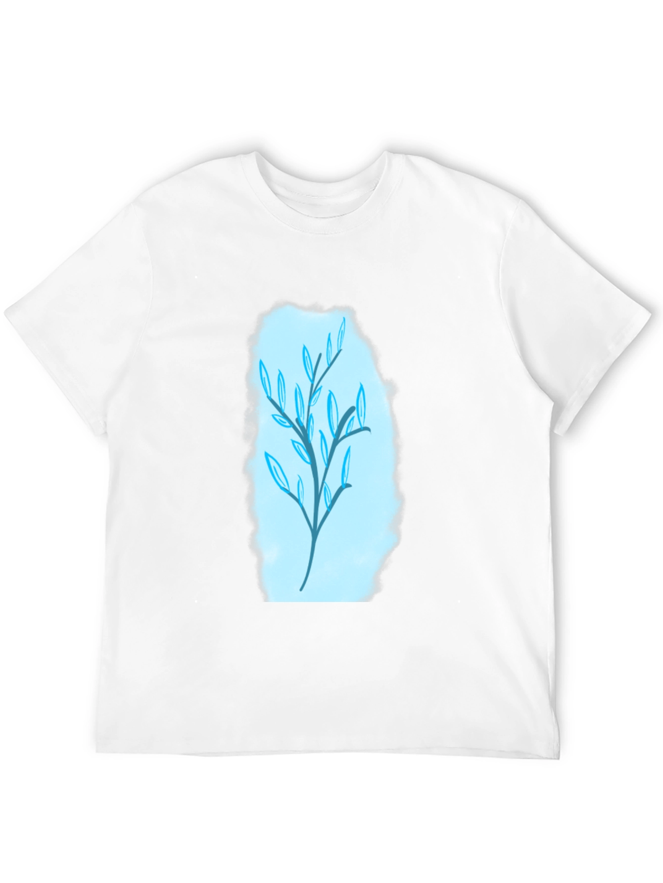Stylish Black T-Shirt with Blue Leaf Design