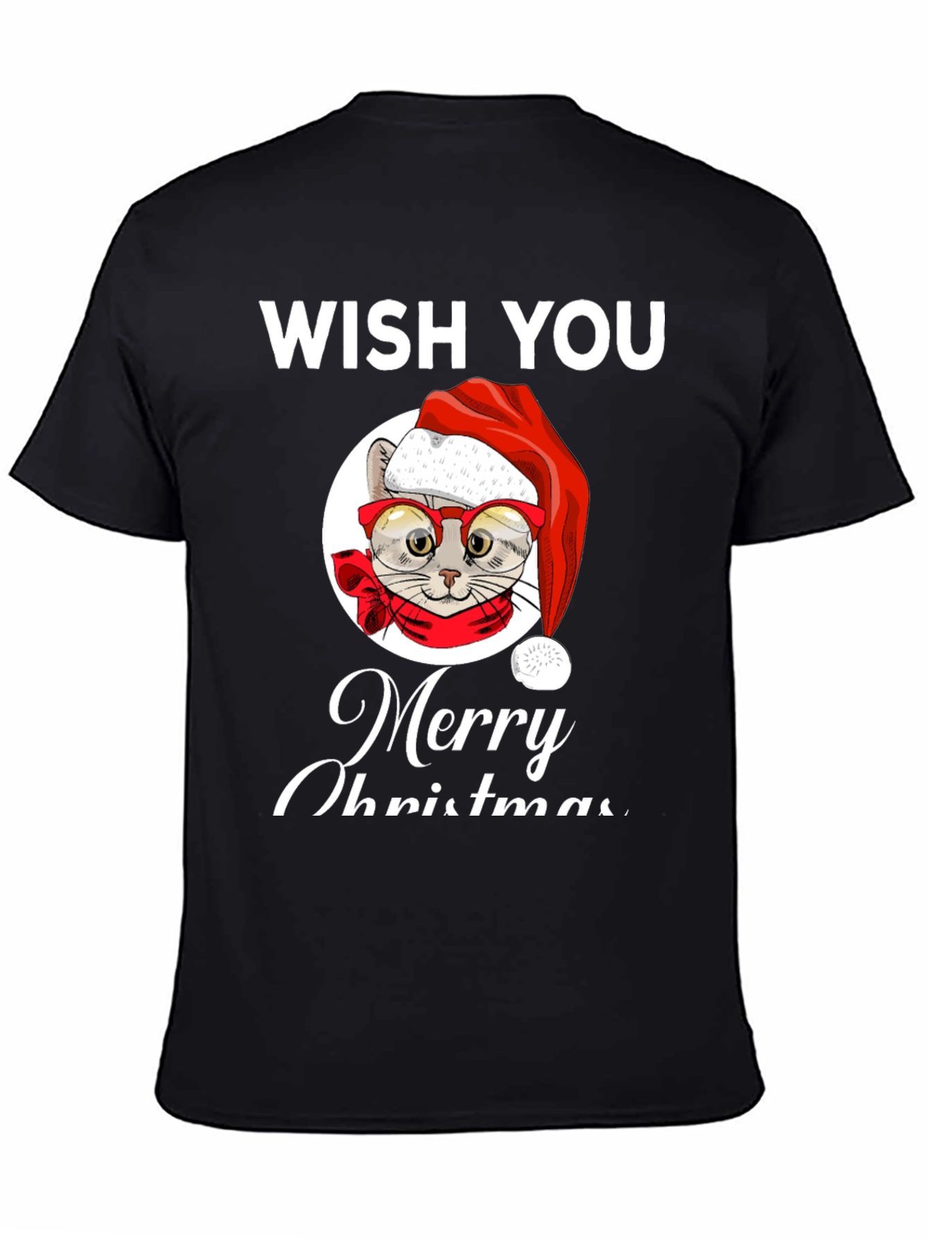 Wish You Merry Christmas Cat T-Shirt