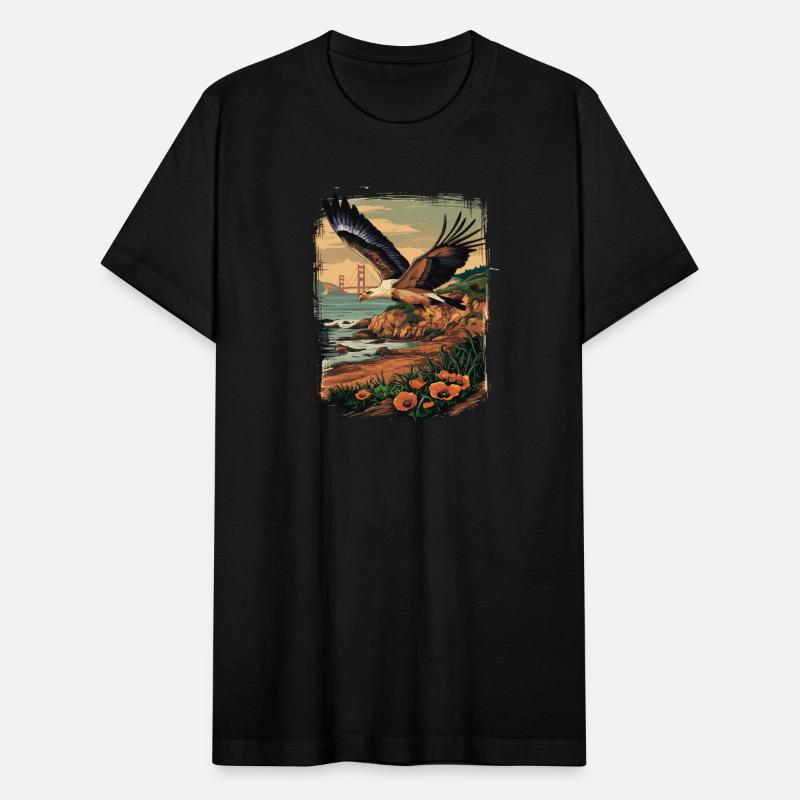 Majestic Eagle Over Golden Gate Coastal Scene