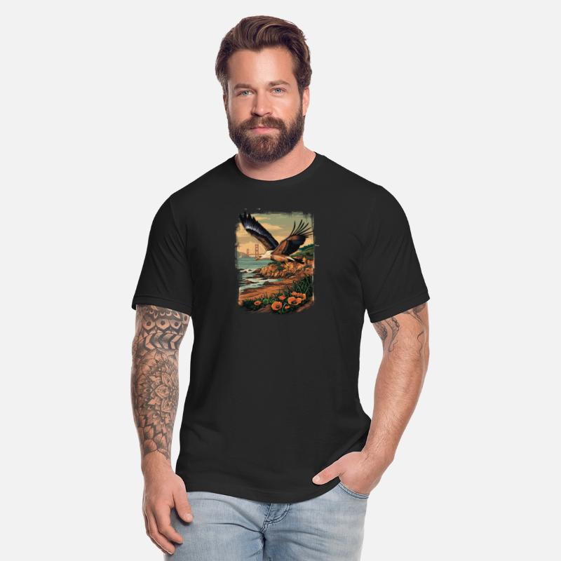Majestic Eagle Over Golden Gate Coastal Scene