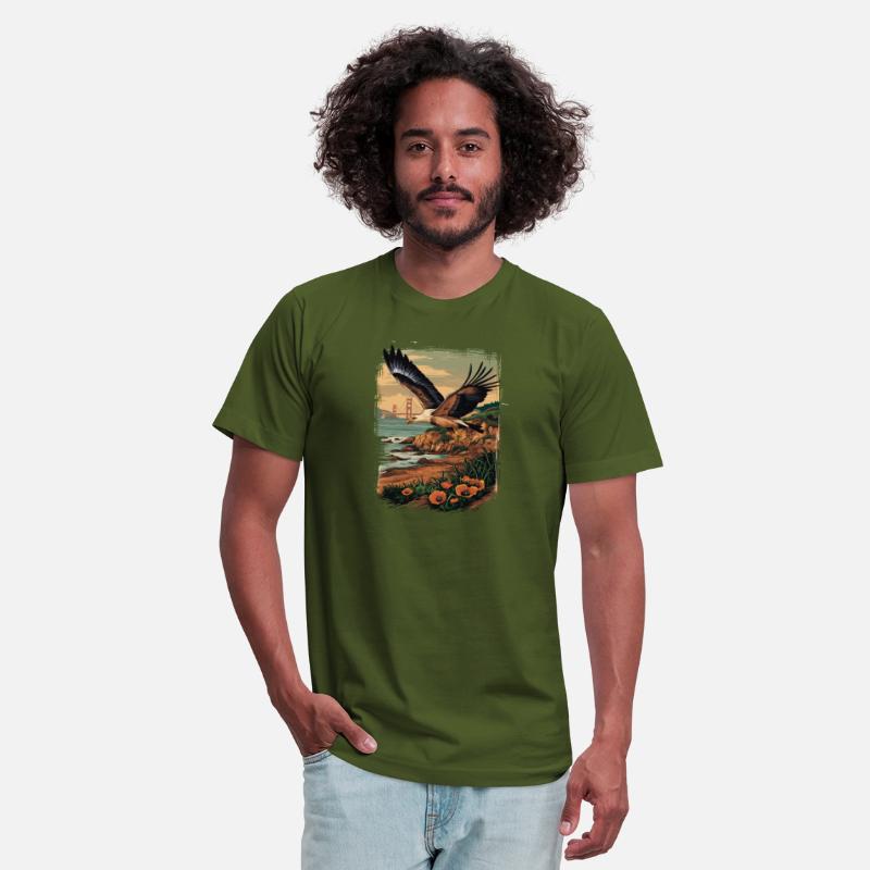 Majestic Eagle Over Golden Gate Coastal Scene