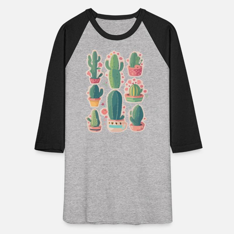Many kawai cute cacti vector stickers