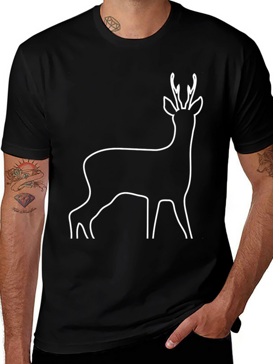 Deer Outline Graphic Tee - Modern Minimalist Design