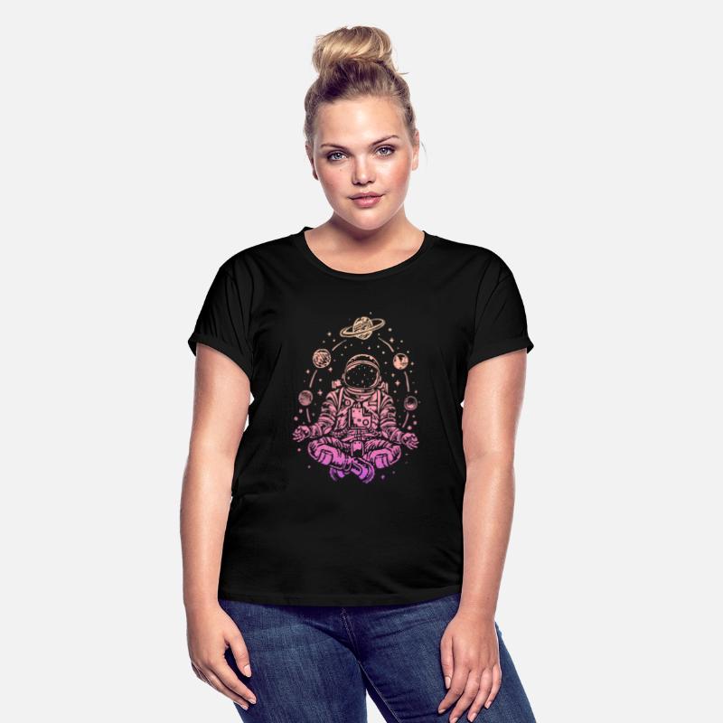 Meditating Astronaut Planets Colorful Lotus Women