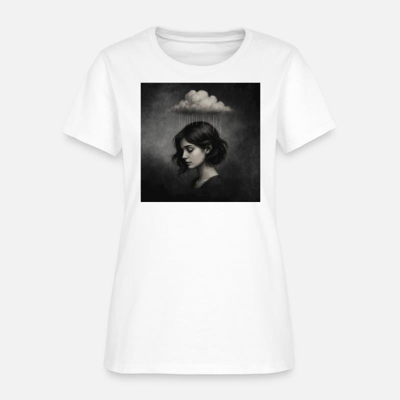 melancholy – woman in rain with clouds & emotion
