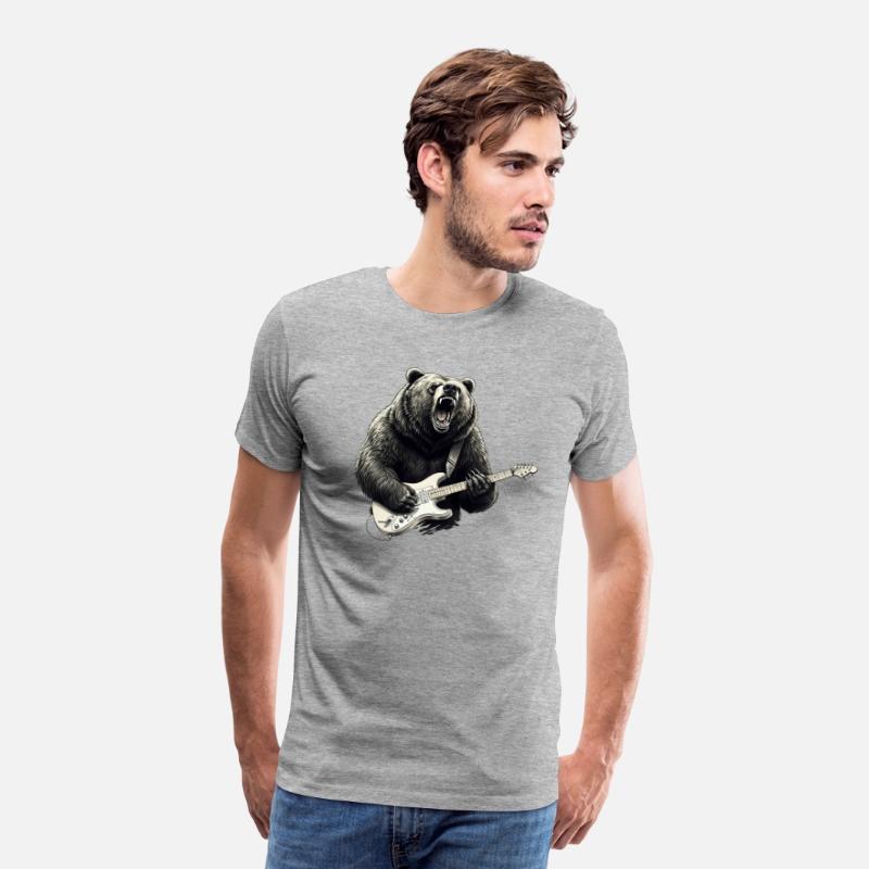 Mens Rock and Roll Bear Electric Guitar Music Band