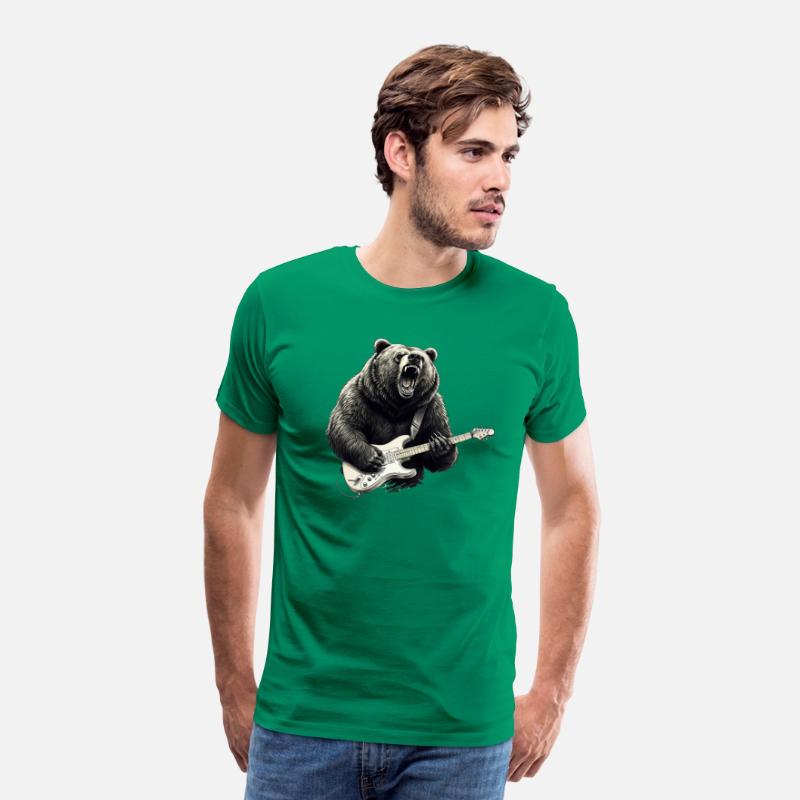 Mens Rock and Roll Bear Electric Guitar Music Band