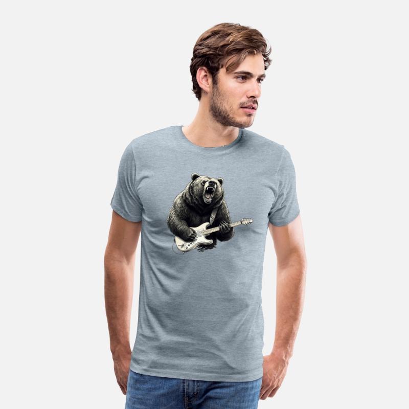 Mens Rock and Roll Bear Electric Guitar Music Band