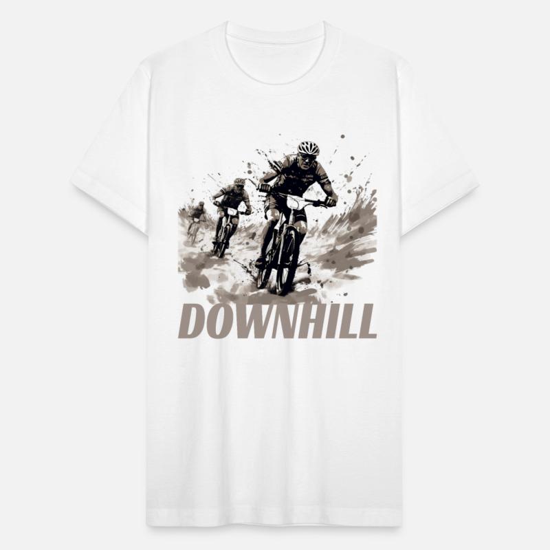 Mountain bike racing down mountain