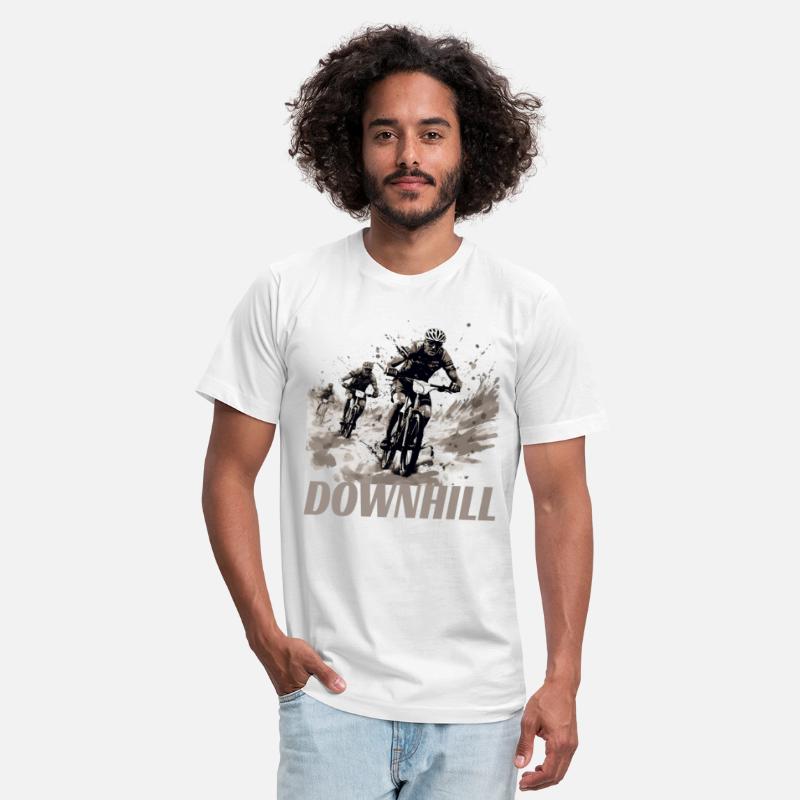 Mountain bike racing down mountain