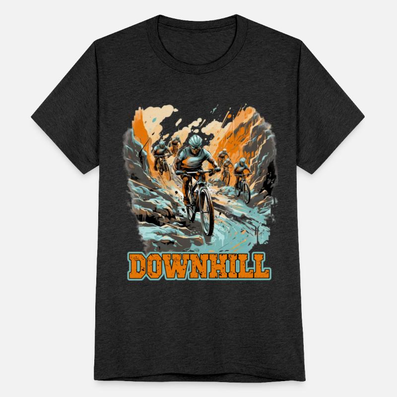 Mountain bike racing down mountain