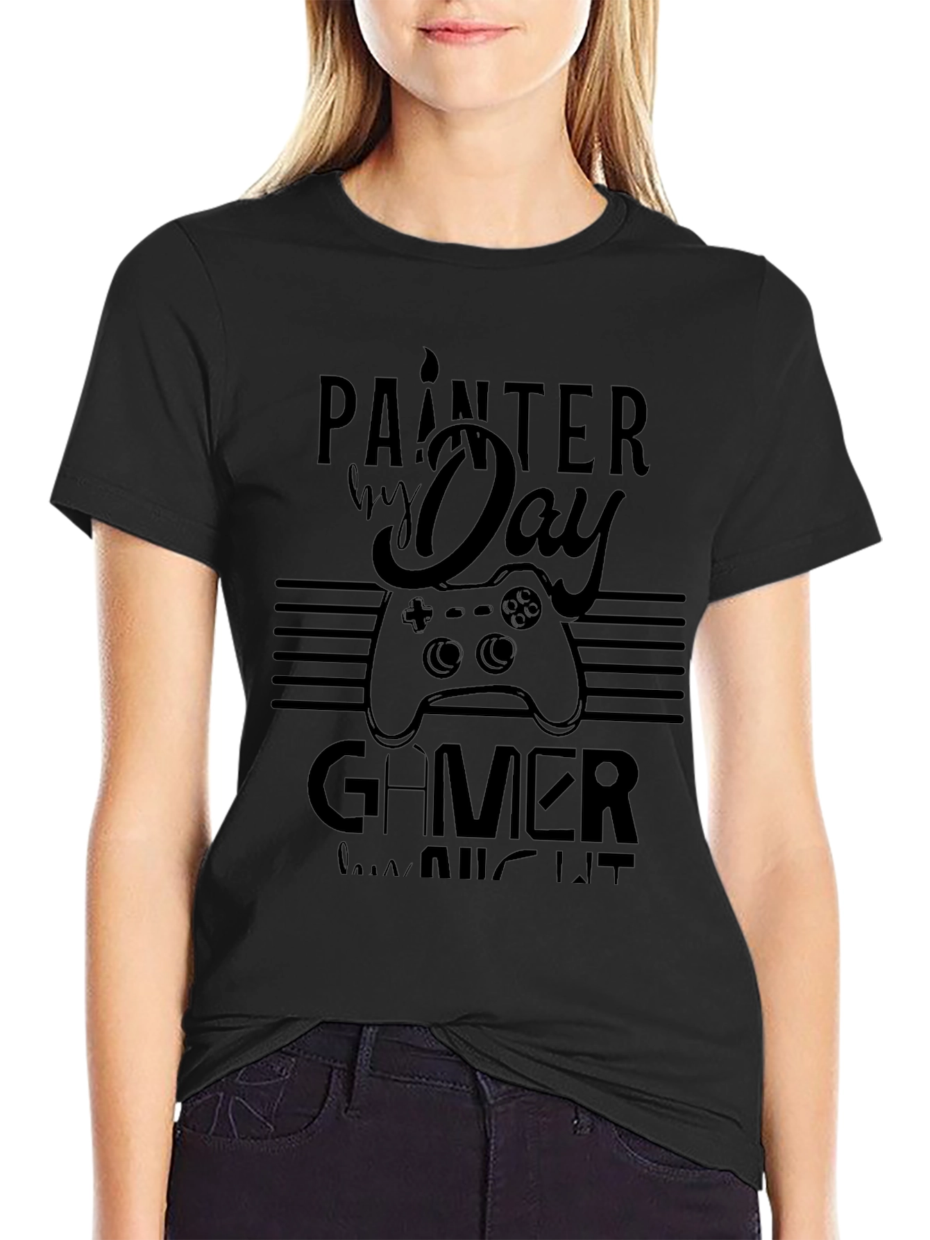 Painter by Day Gamer by Night Black T-Shirt