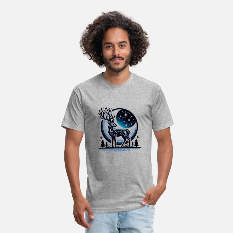 Mystical Night Sky Deer Artwork Under Starry Moon