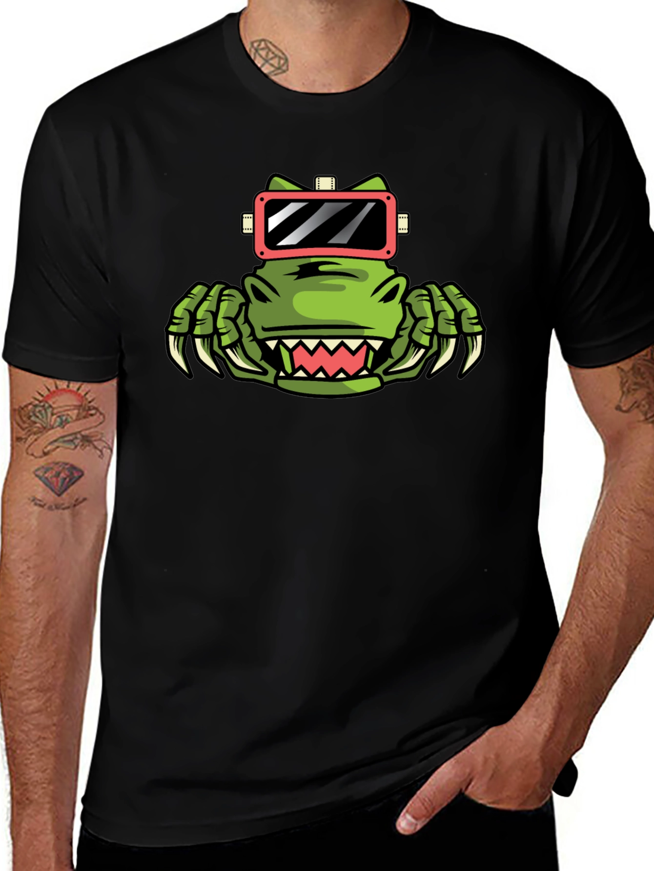 VR Dino Black Tee - Gamer Style