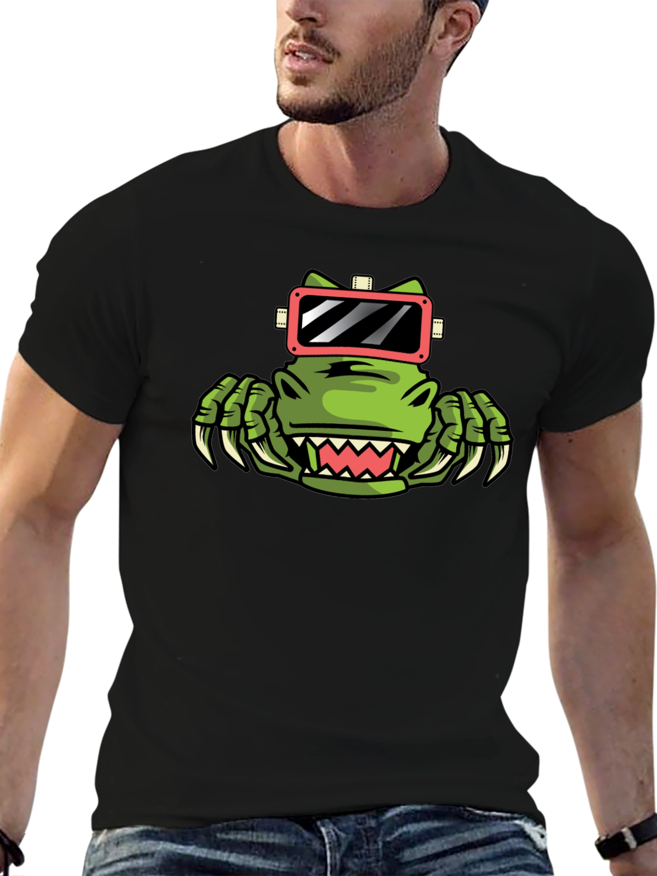 VR Dino Black Tee - Gamer Style