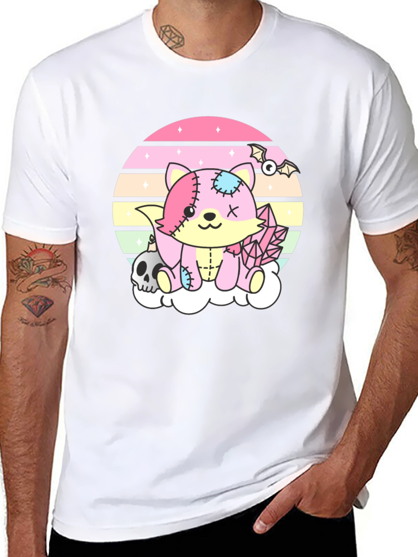 Kawaii Goth Fox T-Shirt - Pastel Creepy Cute Style