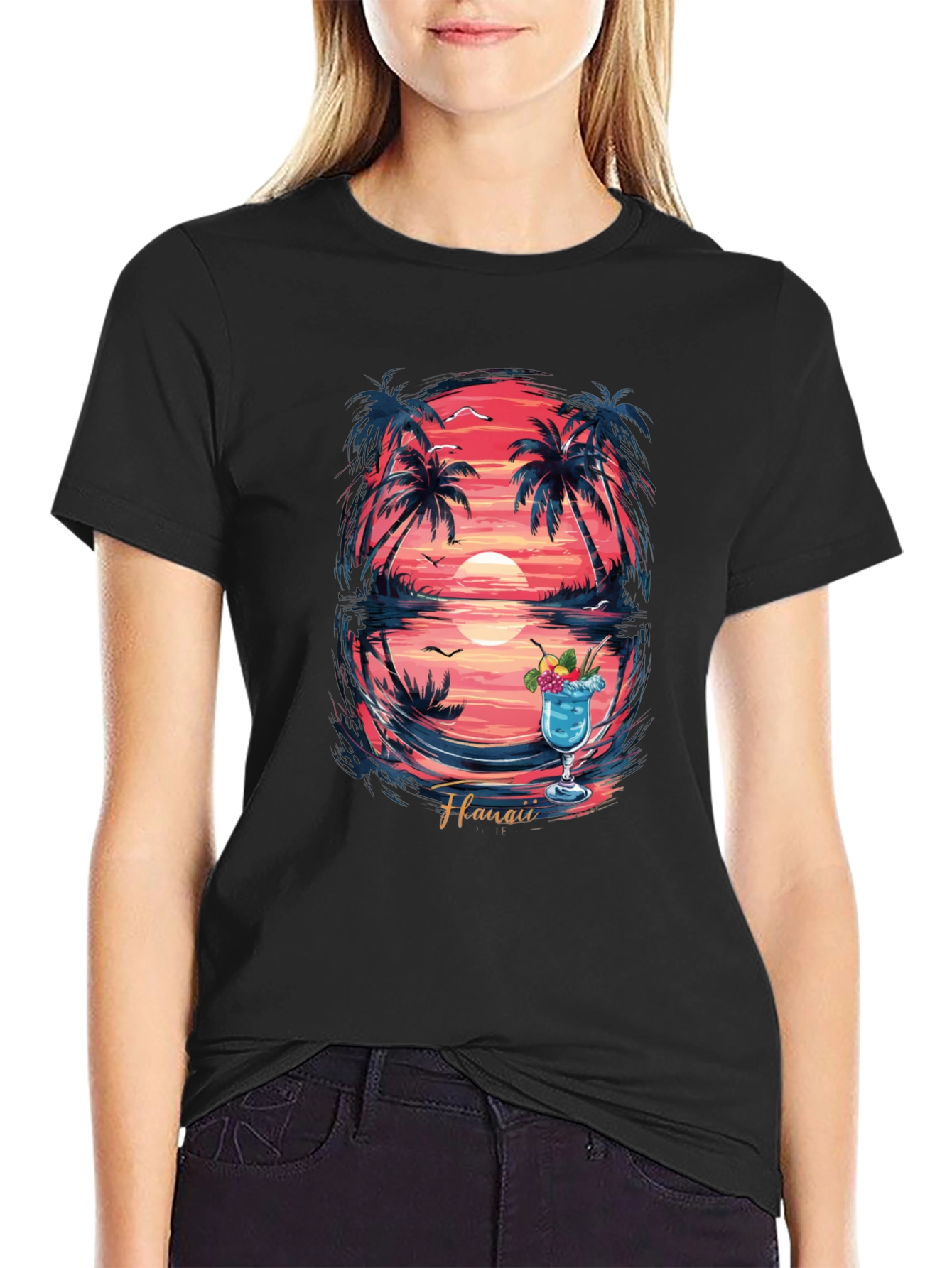 Hawaii Sunset Graphic T-Shirt - Island Vibes