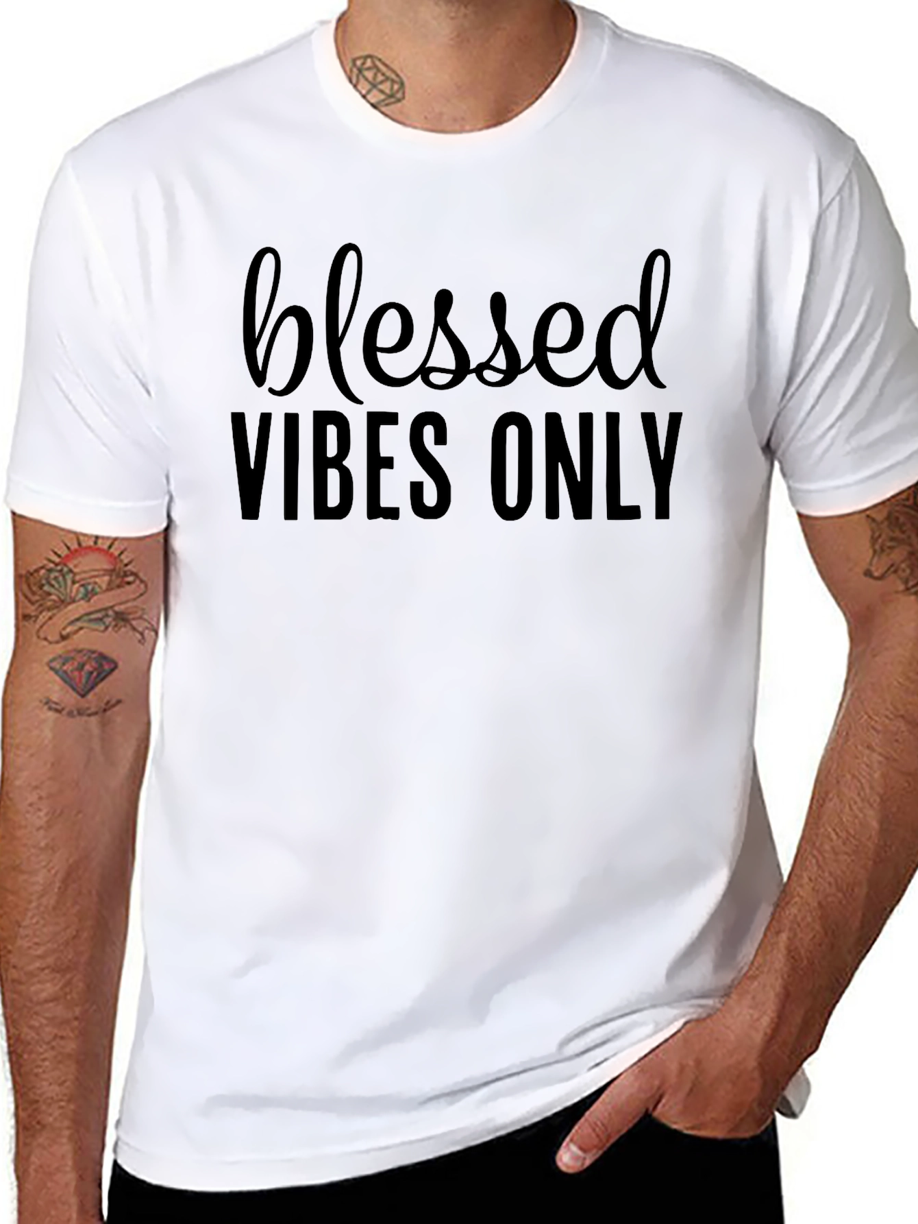 Blessed Vibes Only Black Graphic T-Shirt