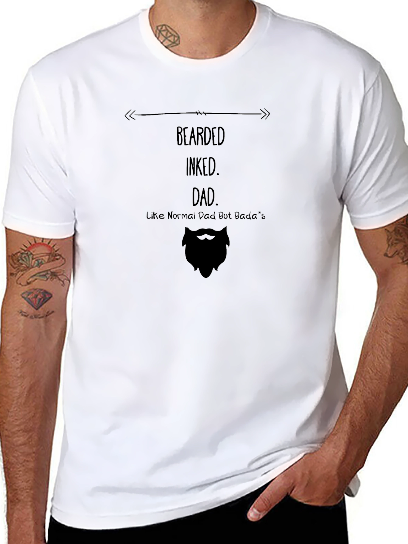 Bearded Inked Dad T-Shirt - Novelty Graphic Tee