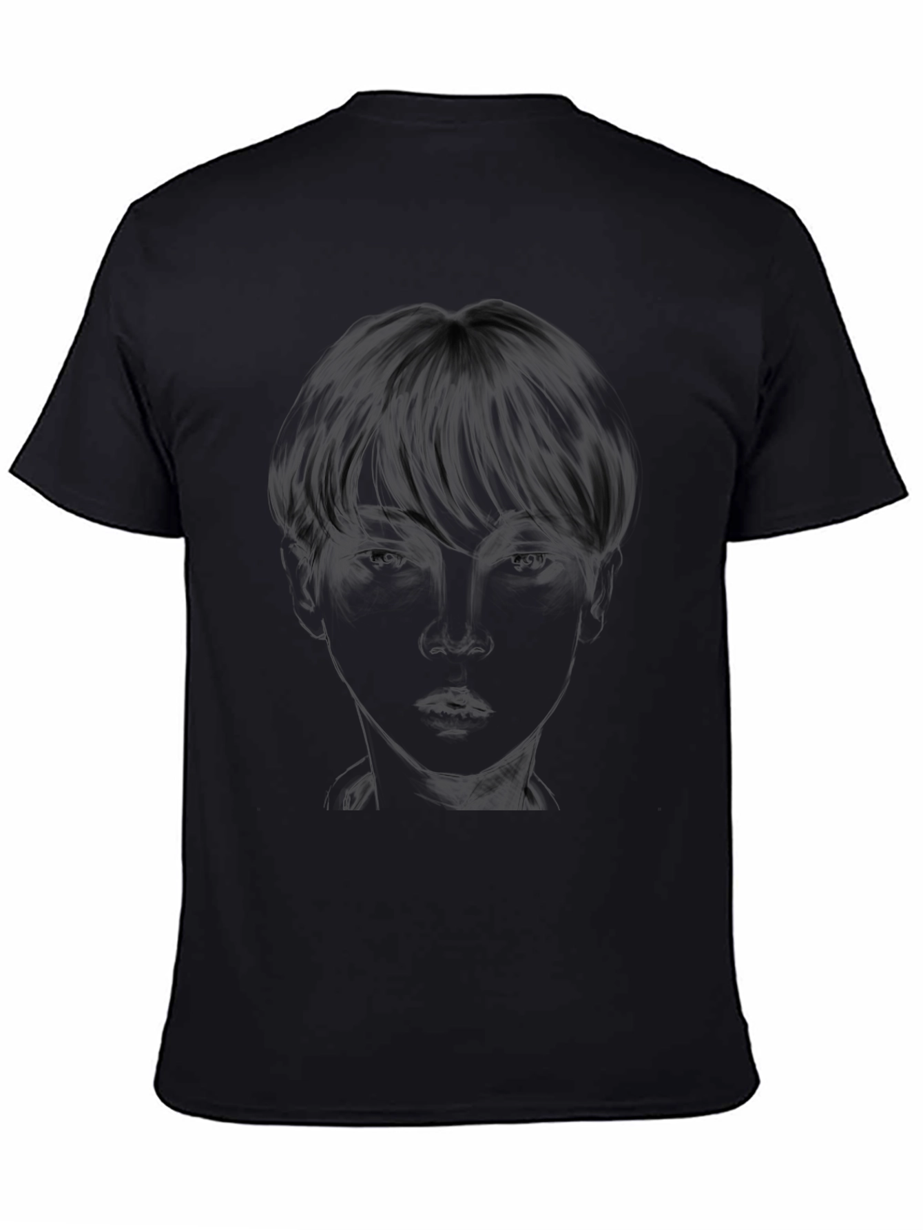 Black T-Shirt with Artistic Face Design