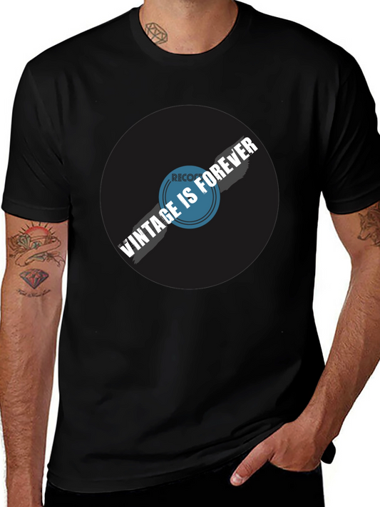 Vintage Forever Record Graphic Tee - Classic Style