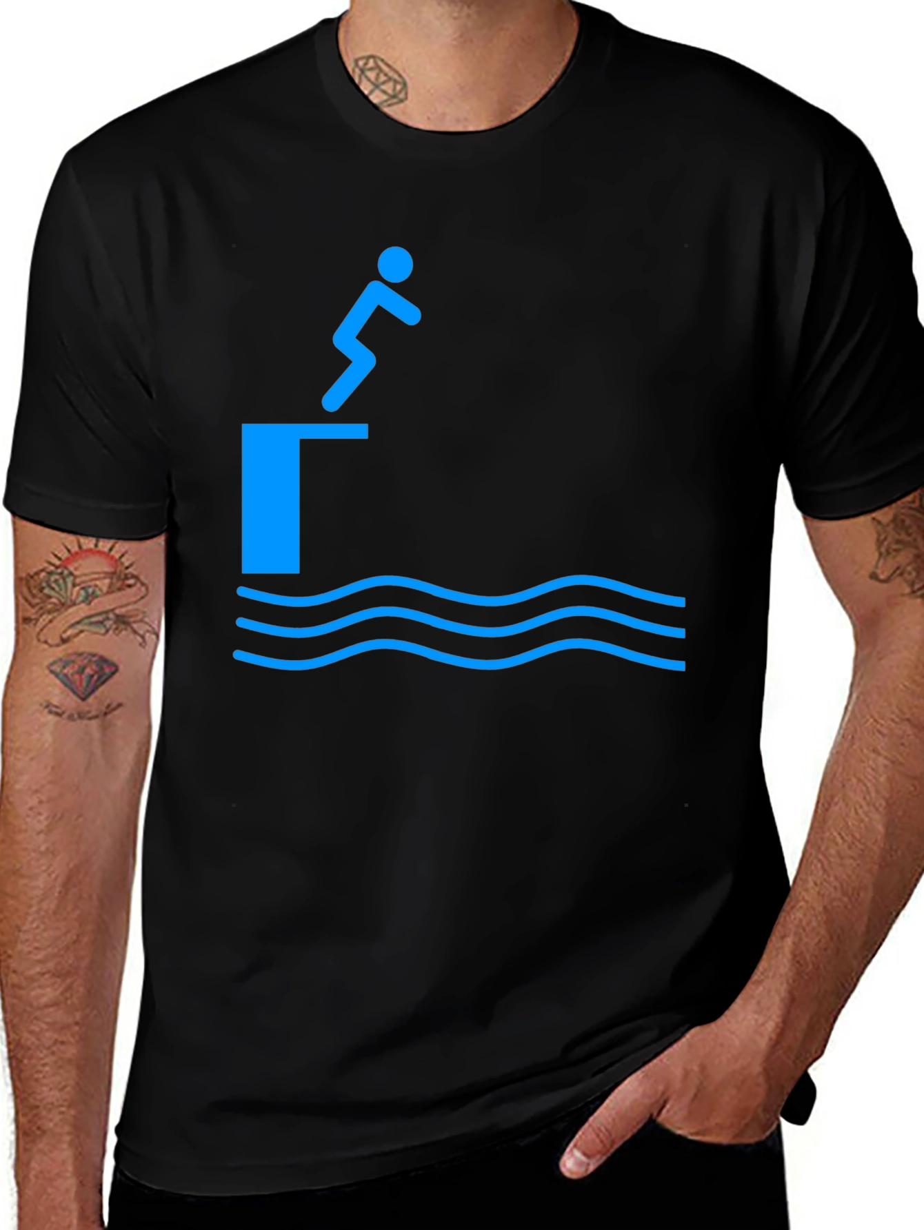 Diver Graphic T-Shirt - Black Cotton Tee