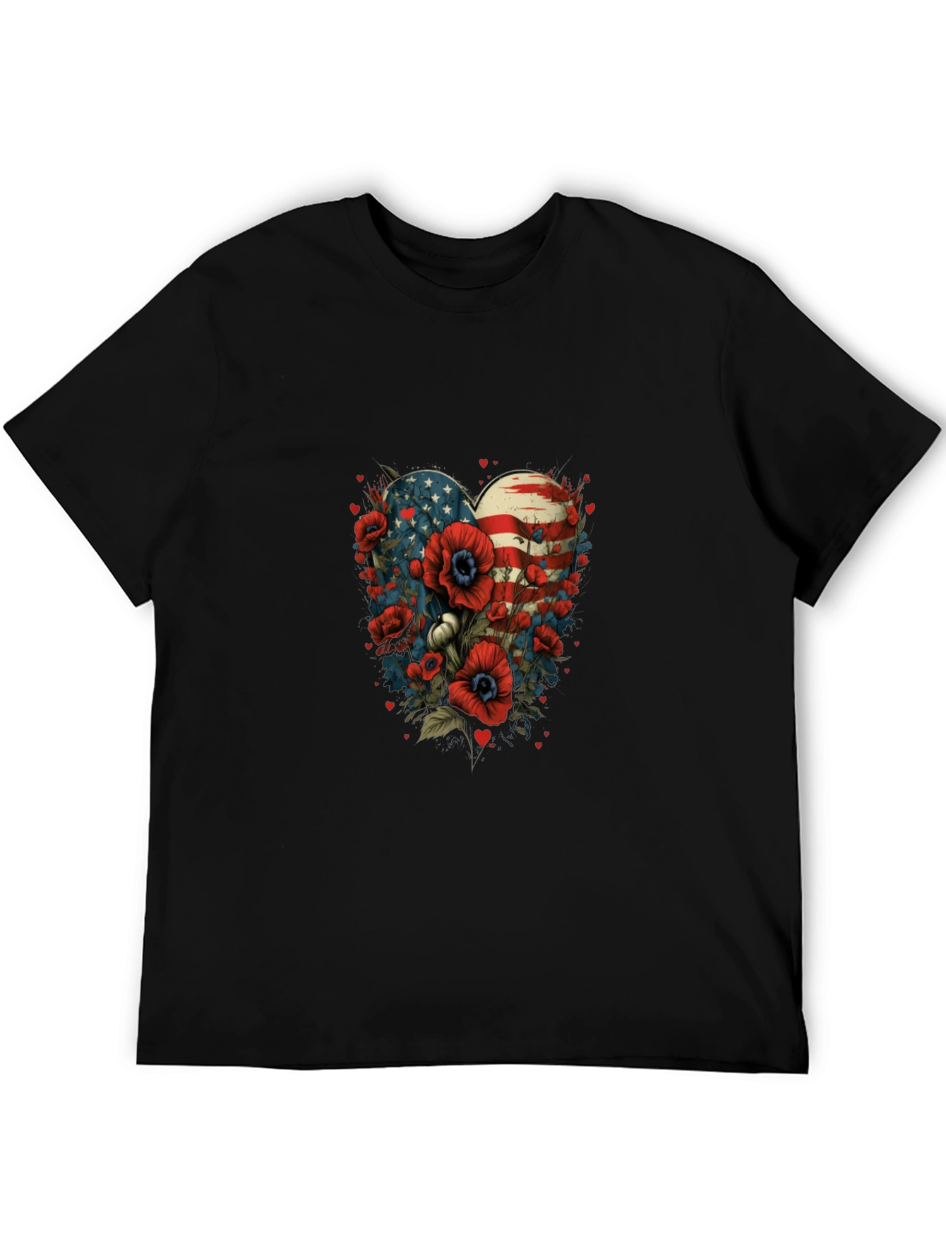 Patriotic Floral Heart T-Shirt