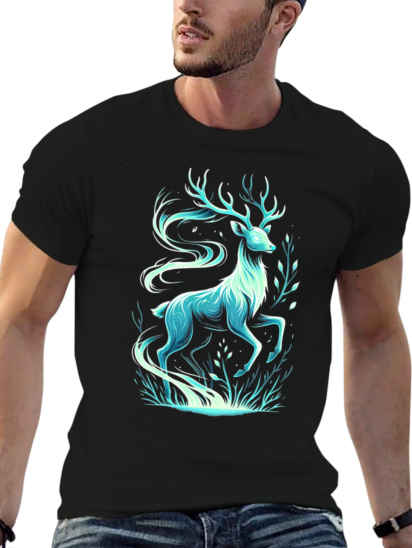 Mystic Deer Graphic Tee - Cool Artistic Design
