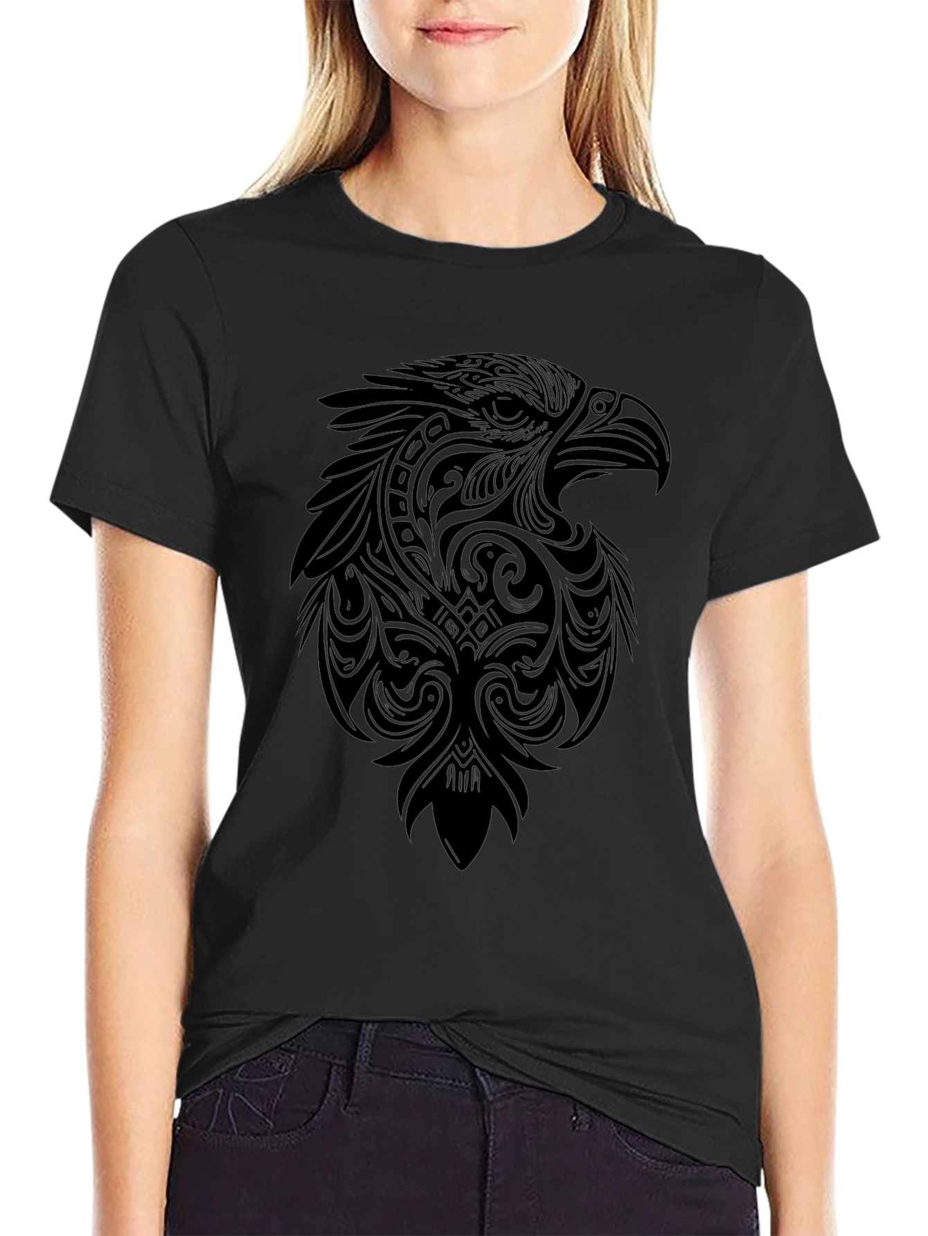 Black Eagle Graphic Tee - Stylish Tribal Design