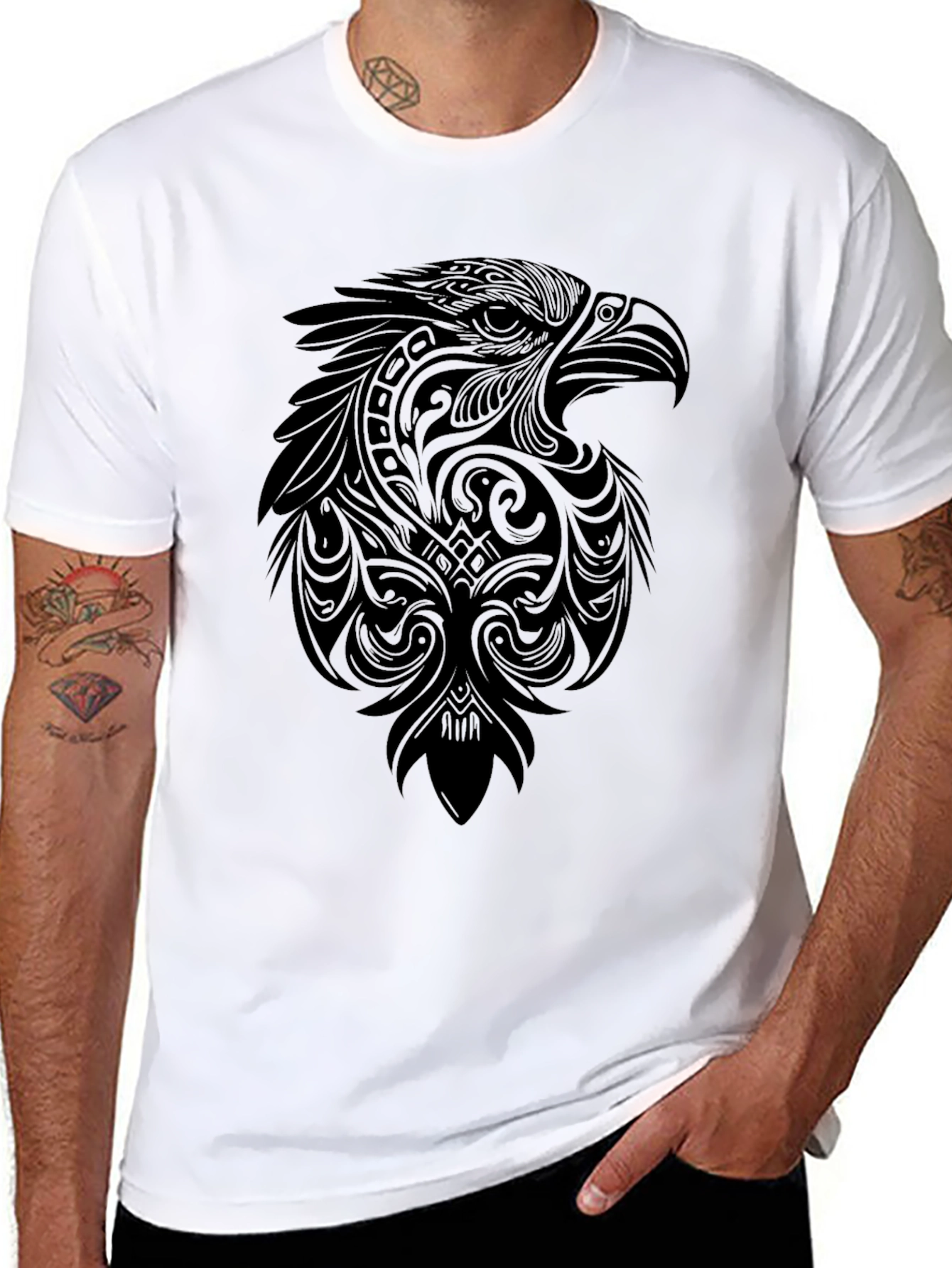 Black Eagle Graphic Tee - Stylish Tribal Design