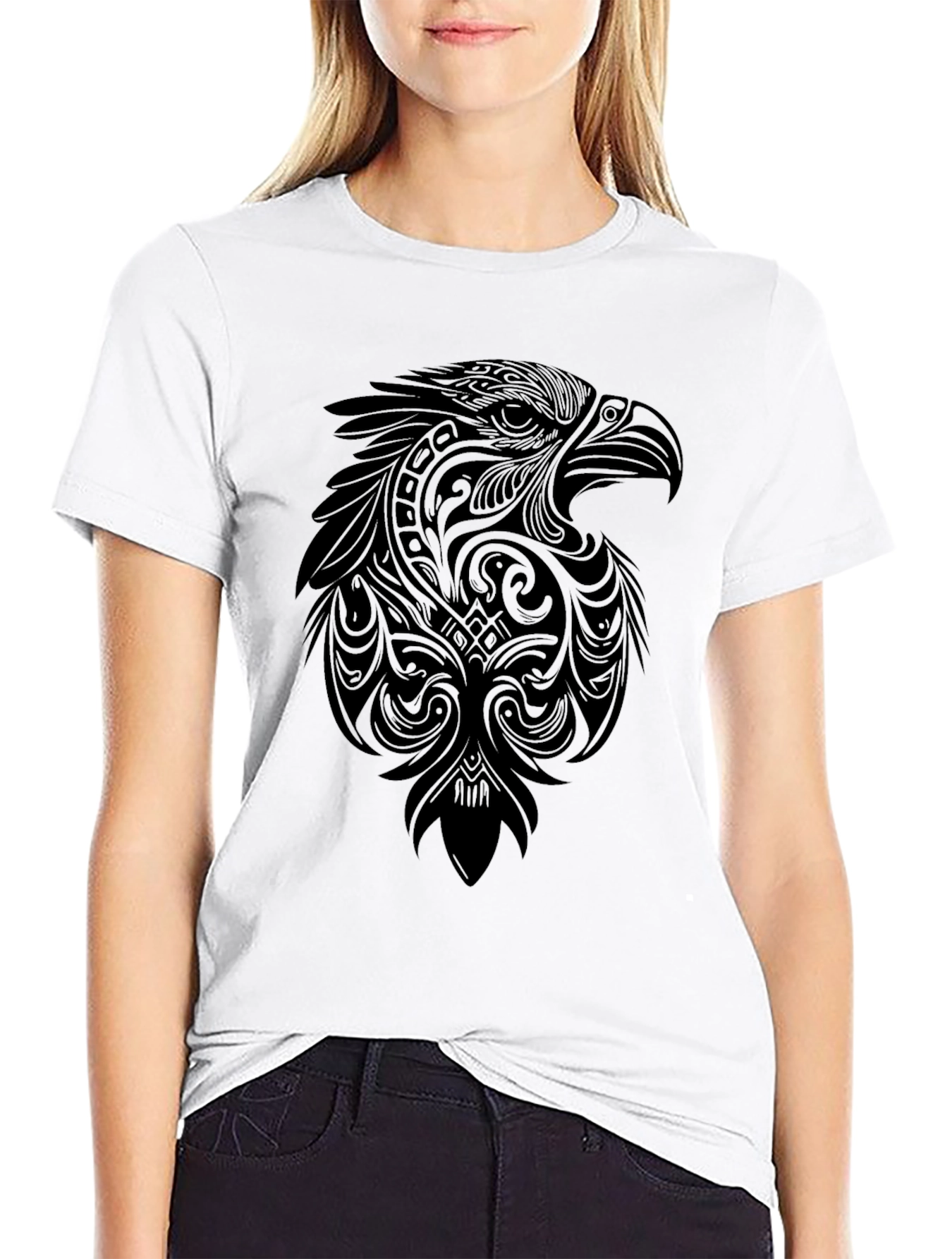 Black Eagle Graphic Tee - Stylish Tribal Design
