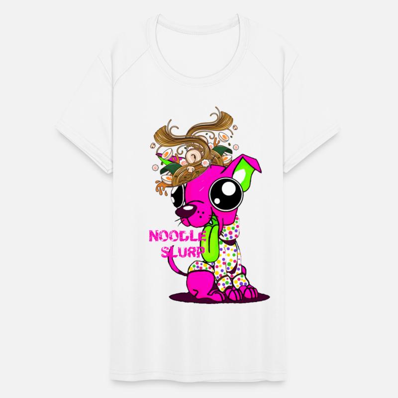 Noodle Slurp, Funny Cute, "Think Noodles" Pink Dog
