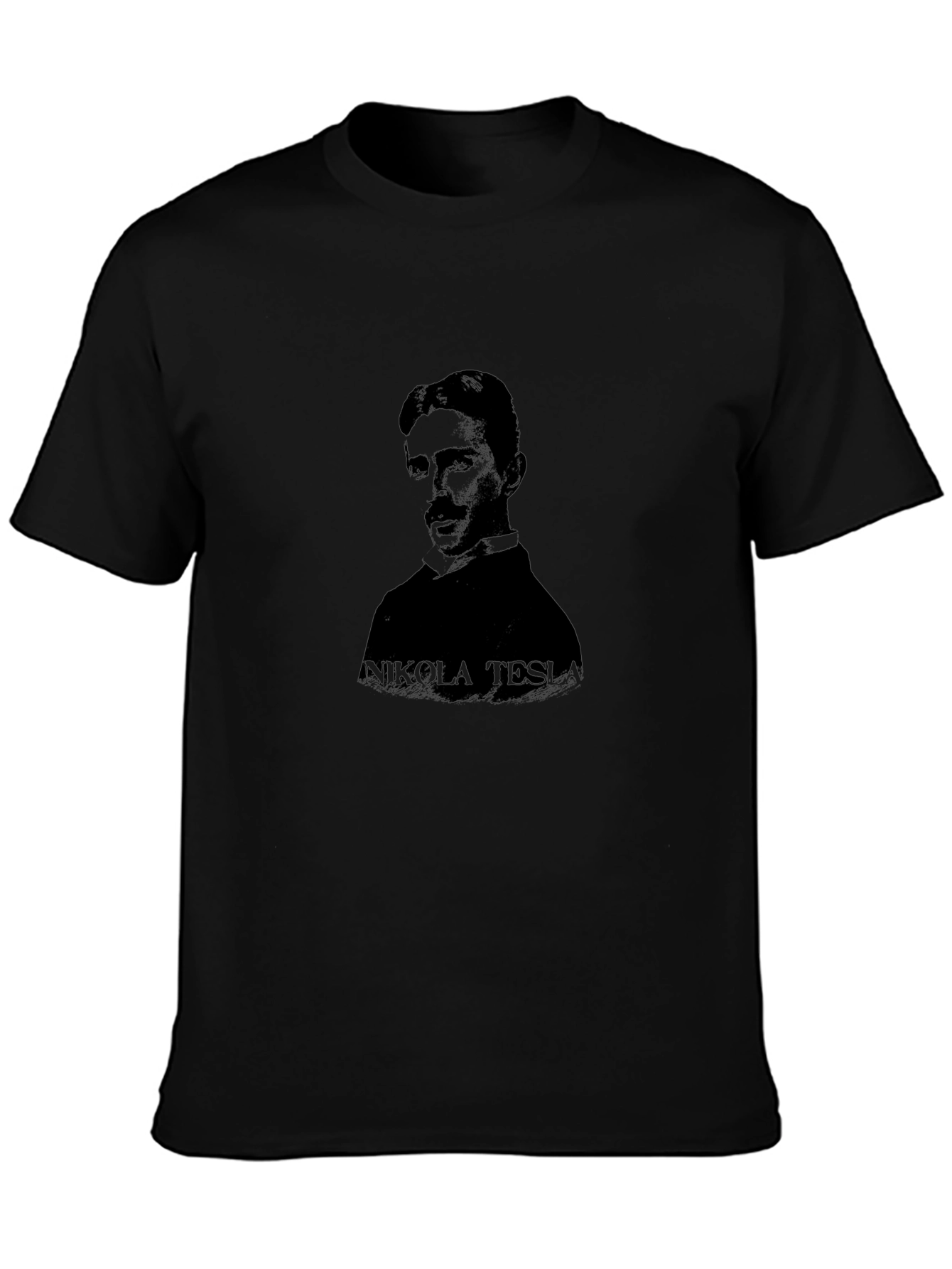Nikola Tesla Portrait Black T-Shirt