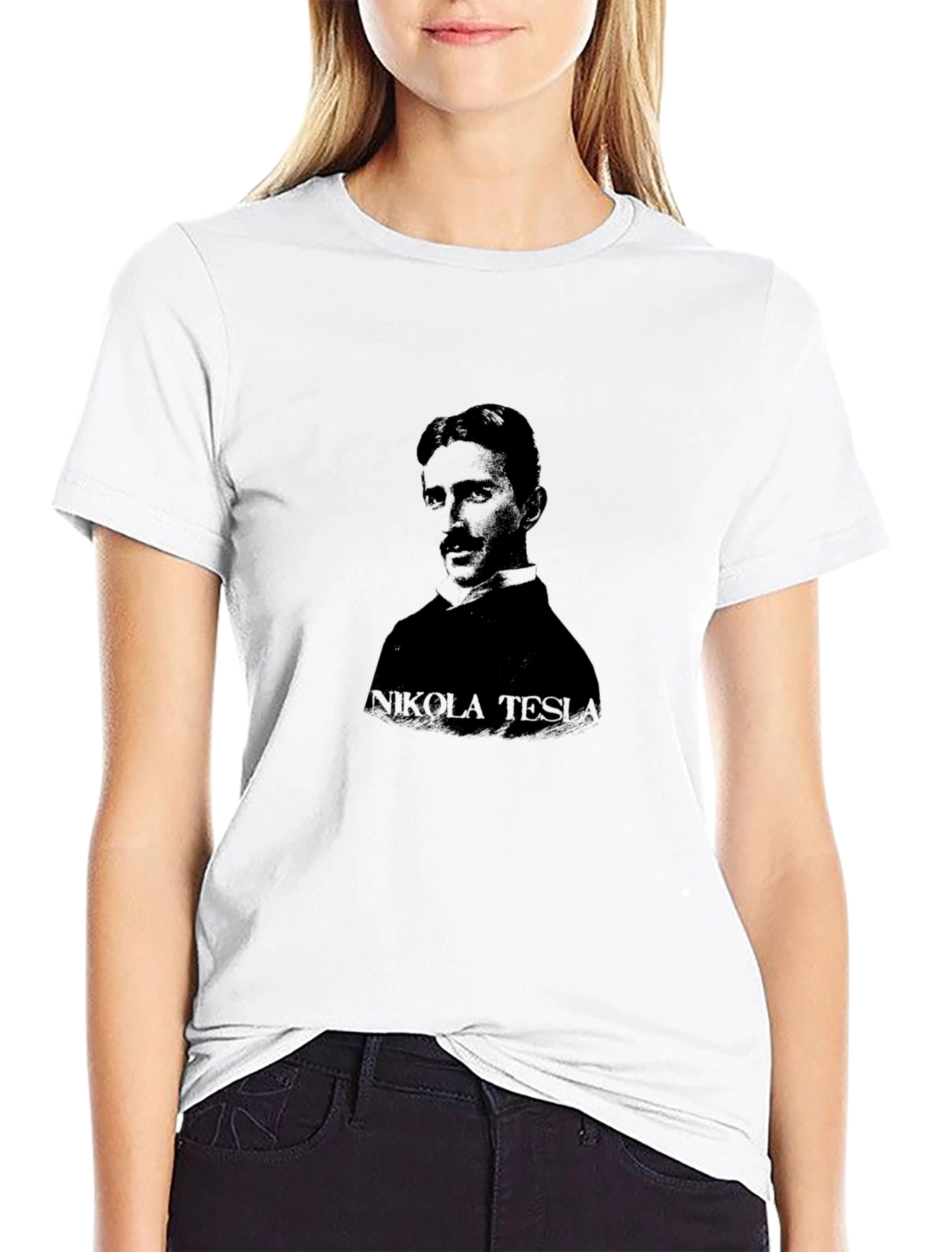 Nikola Tesla Portrait Black T-Shirt