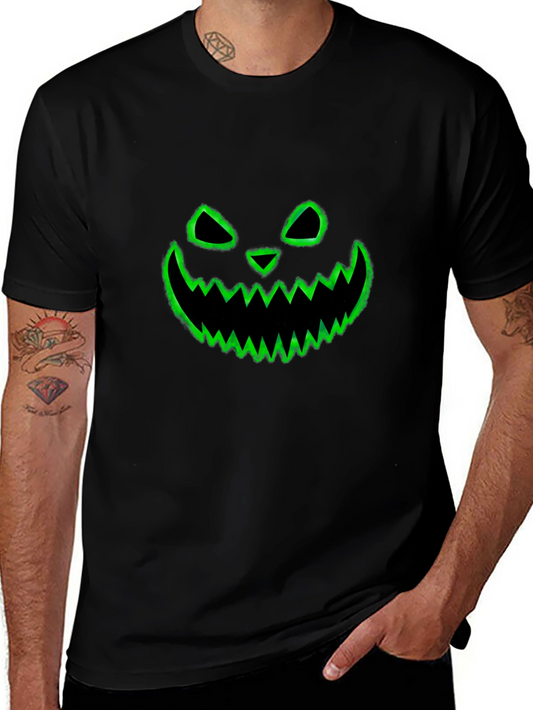 Spooky Pumpkin Face Graphic Tee - Black