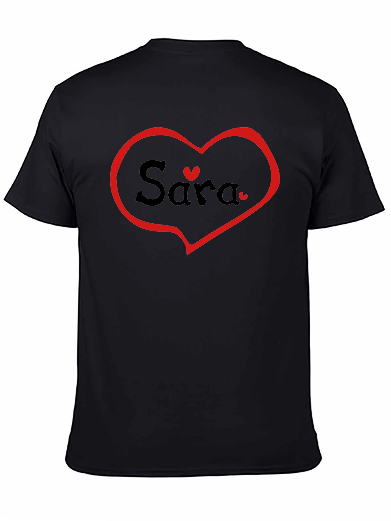 Personalized Sara Heart T-Shirt - Black