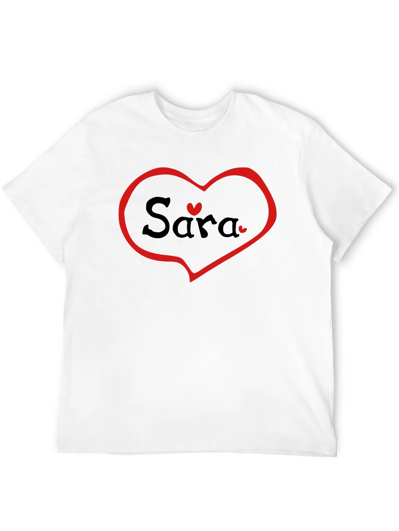 Personalized Sara Heart T-Shirt - Black