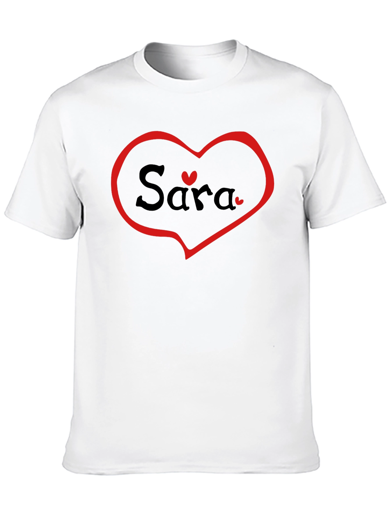 Personalized Sara Heart T-Shirt - Black