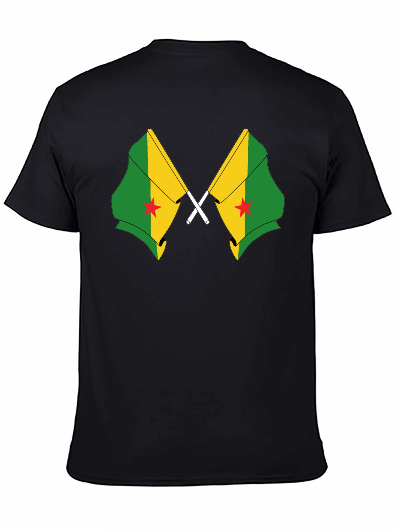 Grenada Flag Graphic Tee - Black Cotton T-Shirt