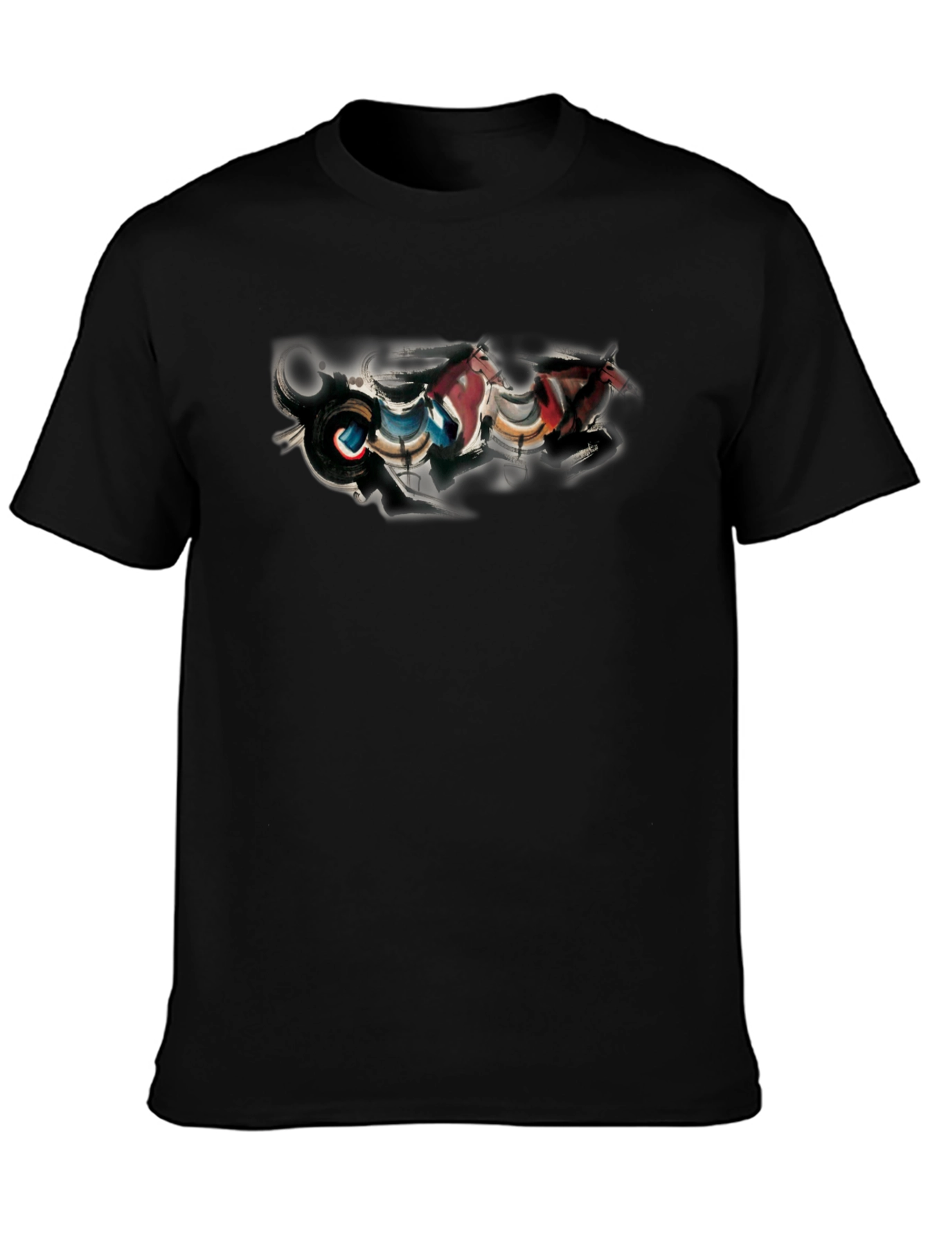 Abstract Horse Design Black T-Shirt