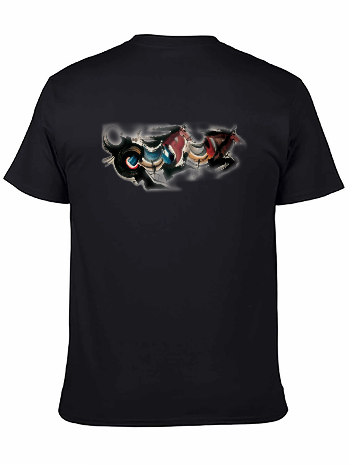 Abstract Horse Design Black T-Shirt
