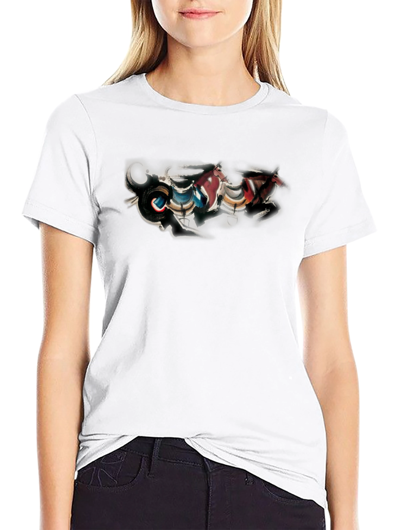 Abstract Horse Design Black T-Shirt