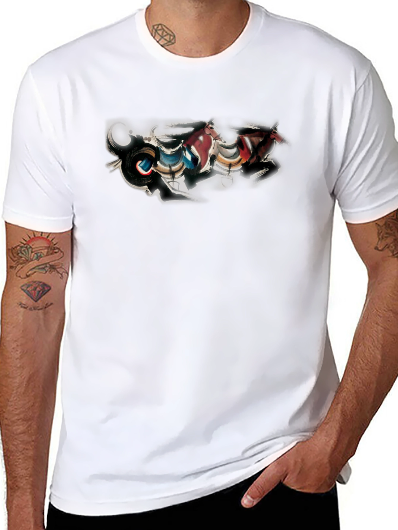 Abstract Horse Design Black T-Shirt