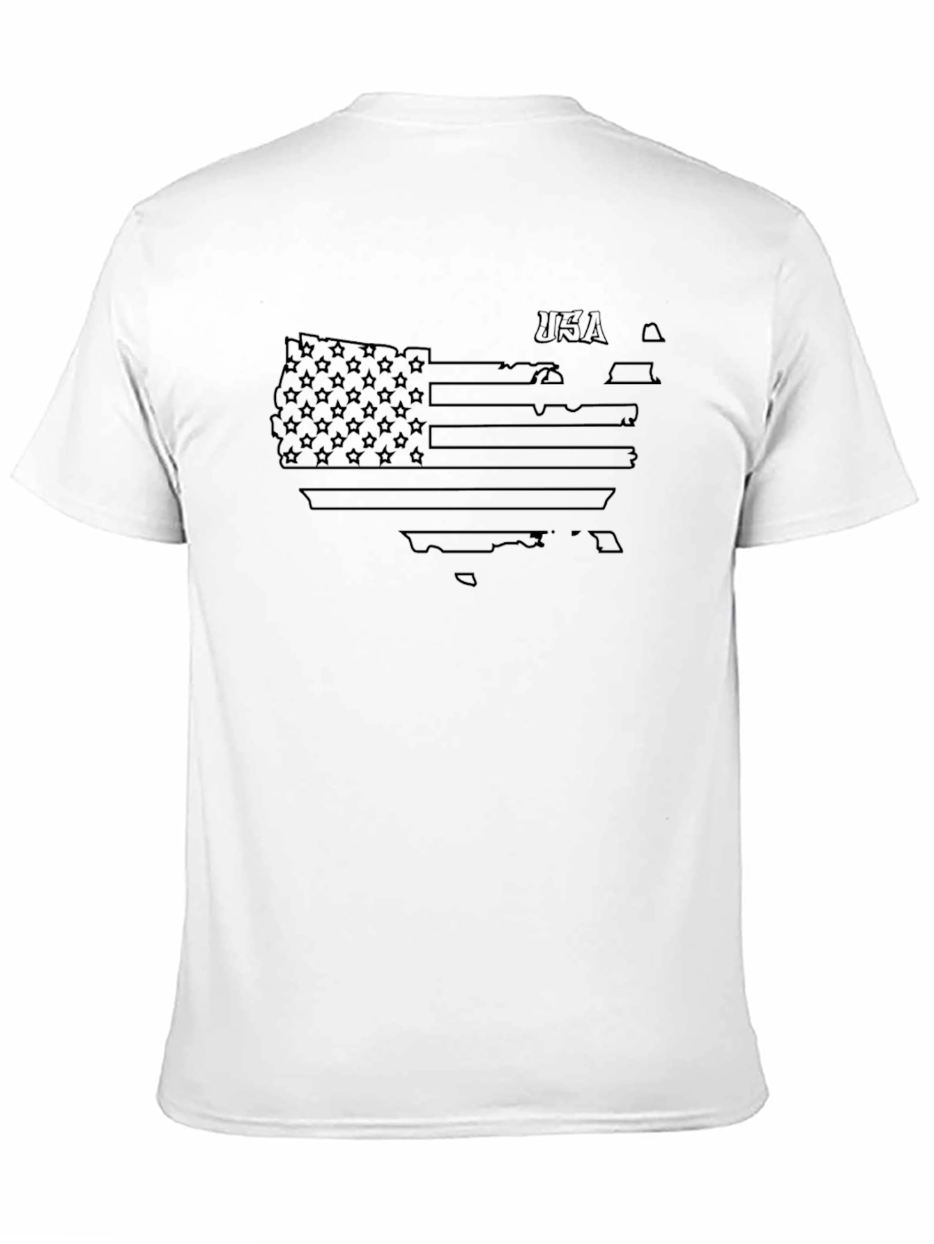 USA Flag Outline Graphic Tee - Patriotic Casual Wear