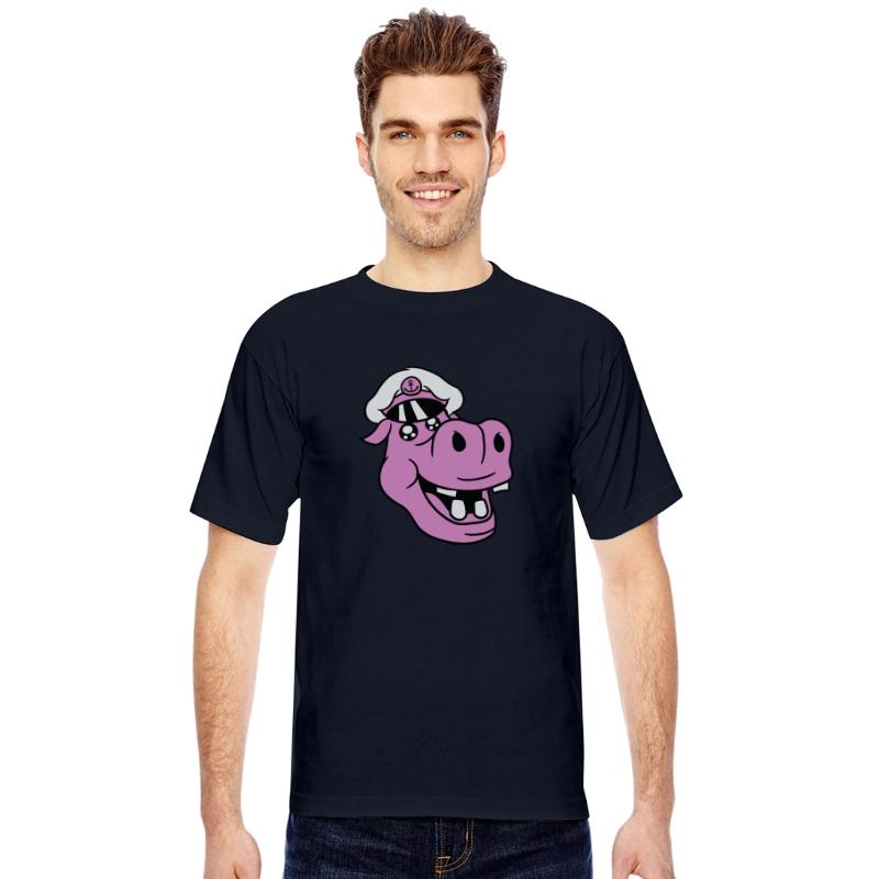 Old Hippo Captain Face Funny Cute Cartoon Comic