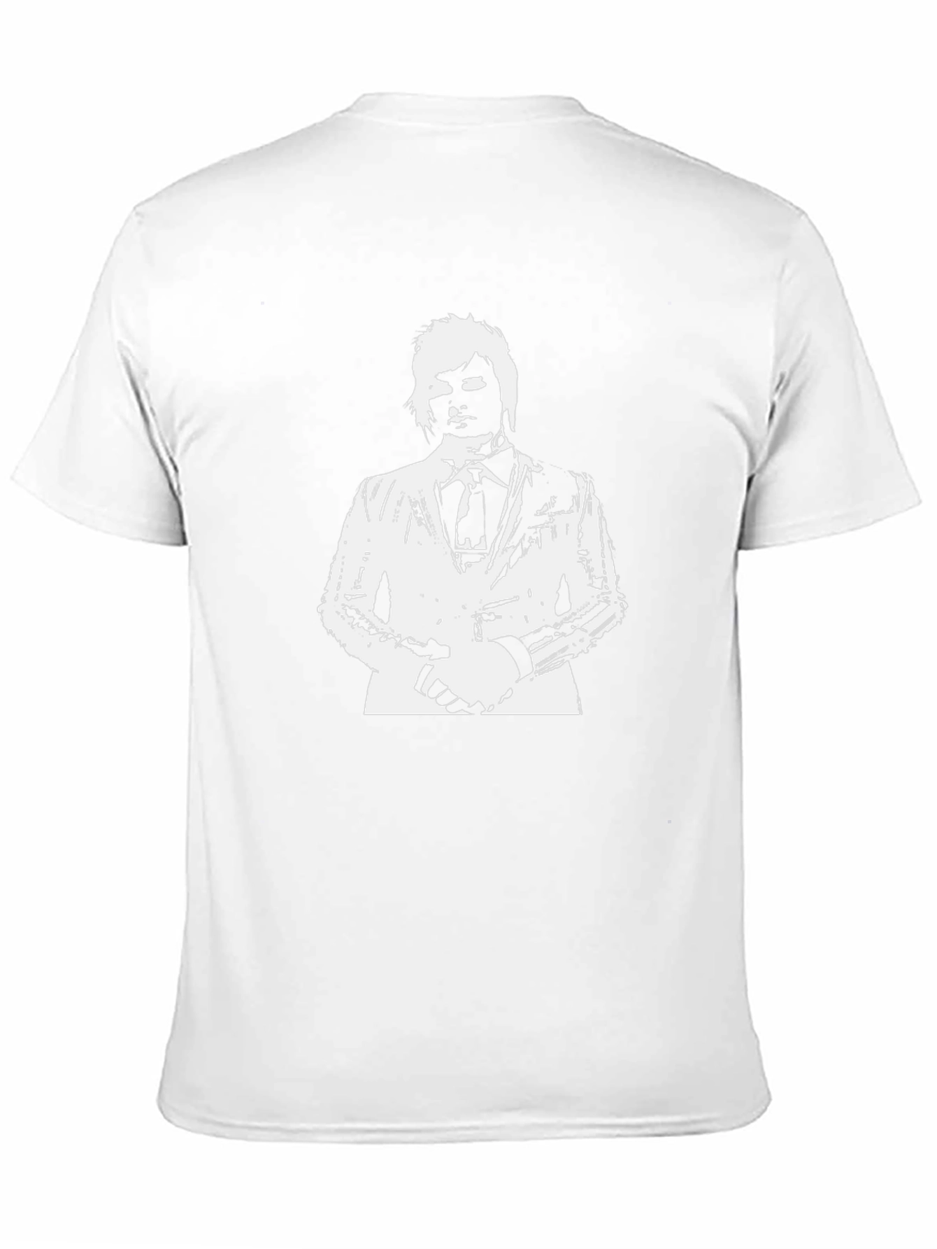 Mens Black T-Shirt with White Suit Graphic
