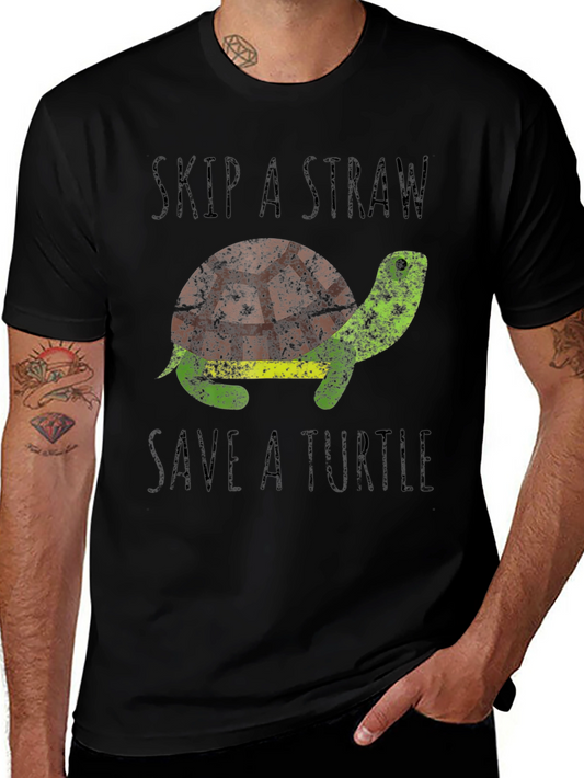 Skip A Straw Save A Turtle Graphic T-Shirt