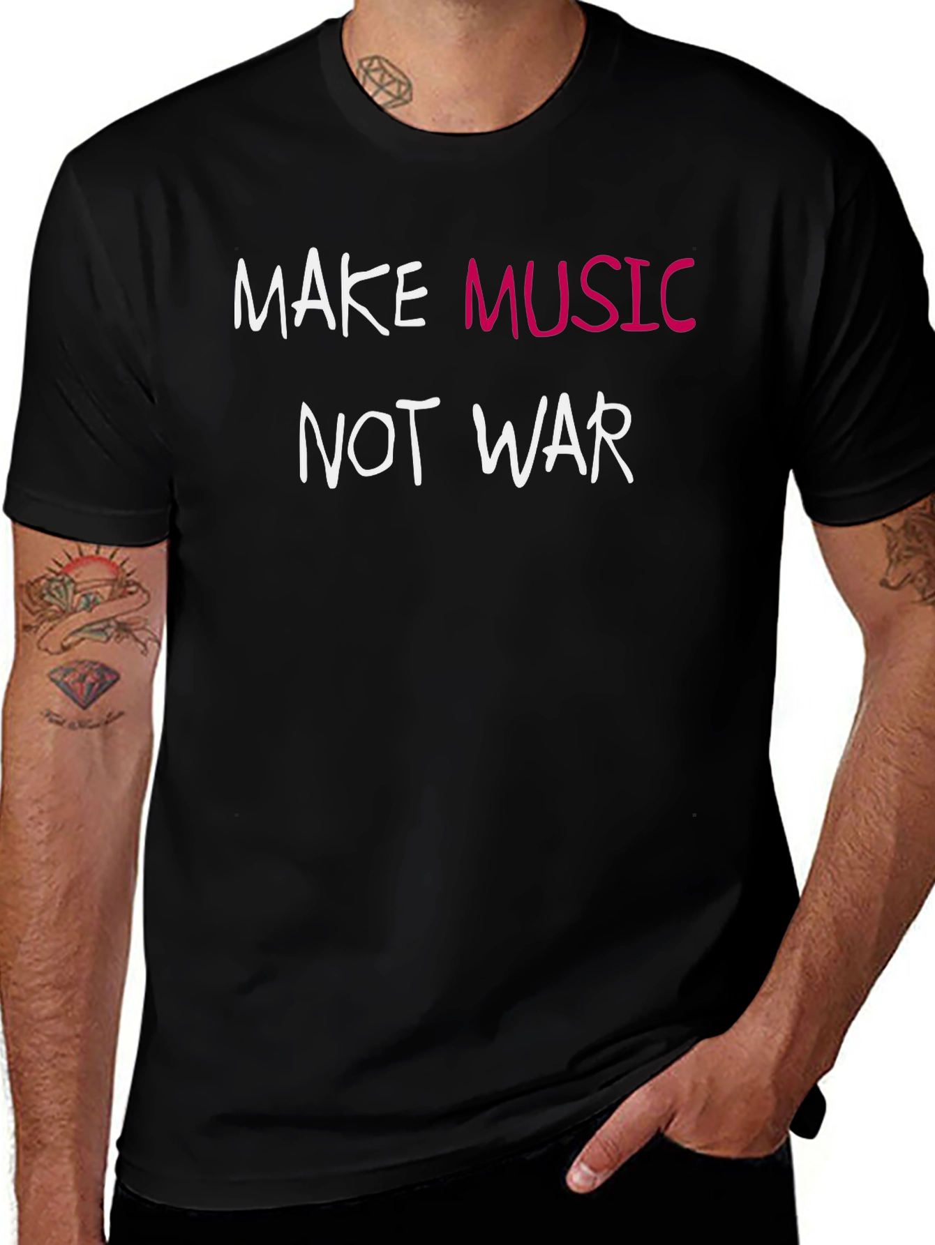 Make Music Not War Graphic Tee - Black